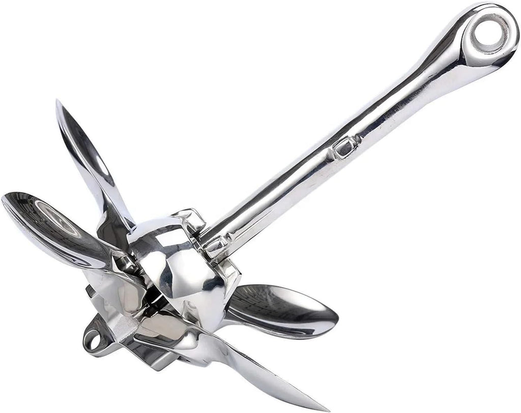 Folding Anchor, Modern Design Marine Hardware Folding Anchor High Polished 316 Stainless Steel Accessories Boat,for Small Boats Canoe Paddle Boards