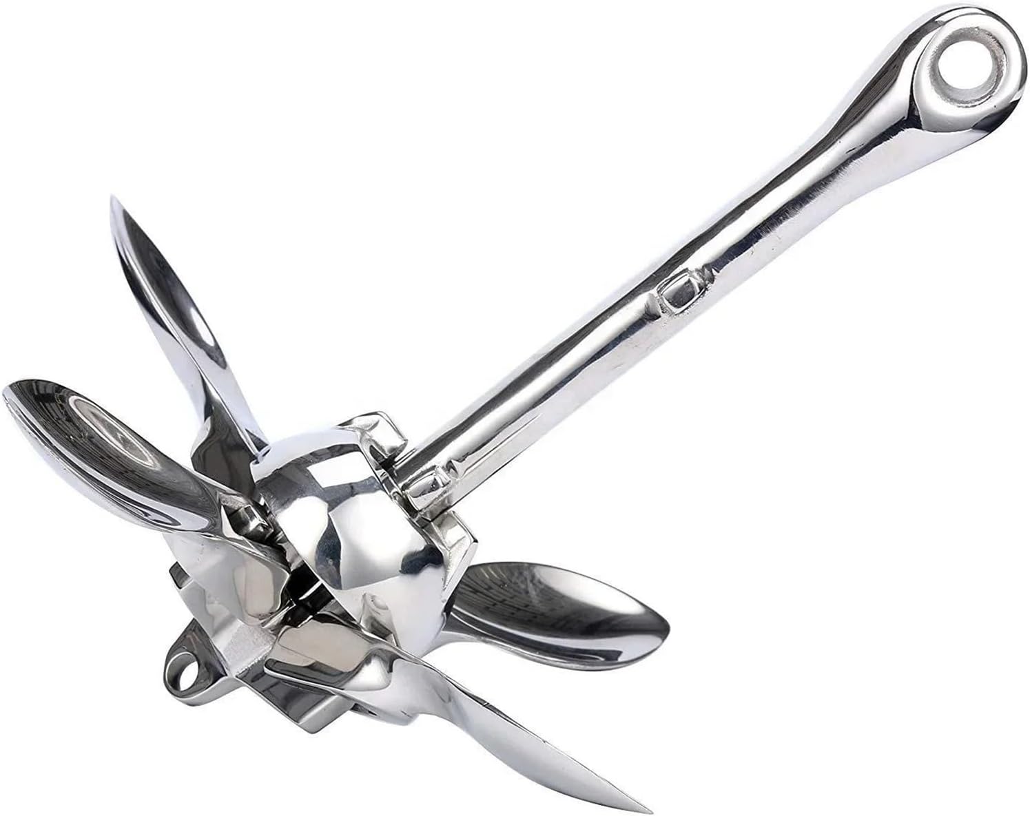 Folding Anchor, Modern Design Marine Hardware Folding Anchor High Polished 316 Stainless Steel Accessories Boat,for Small Boats Canoe Paddle Boards