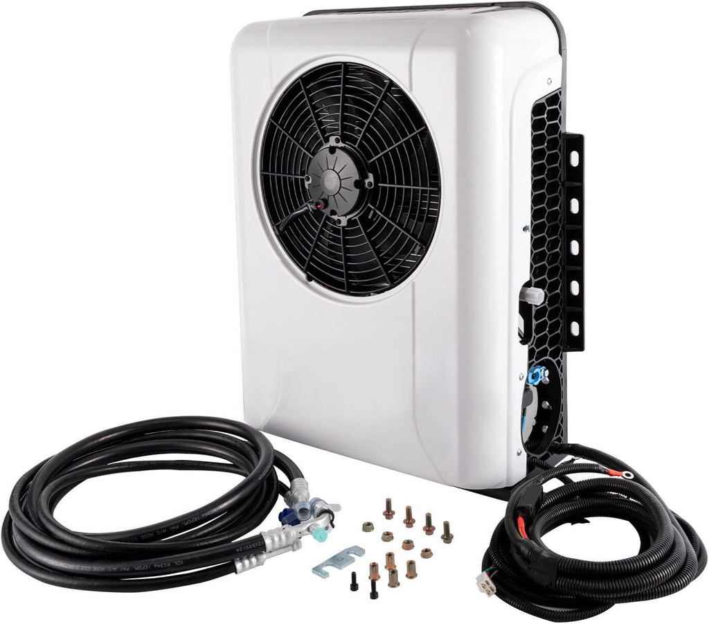 CNCEST 24V DC Air Conditioner 10238BTU, Universal Split AC Kit for Truck Cab RV Caravan Semi Trailer Forklift Excavator Van, Portable Electric Cooling AC Unit for Vehicl (White 24V)