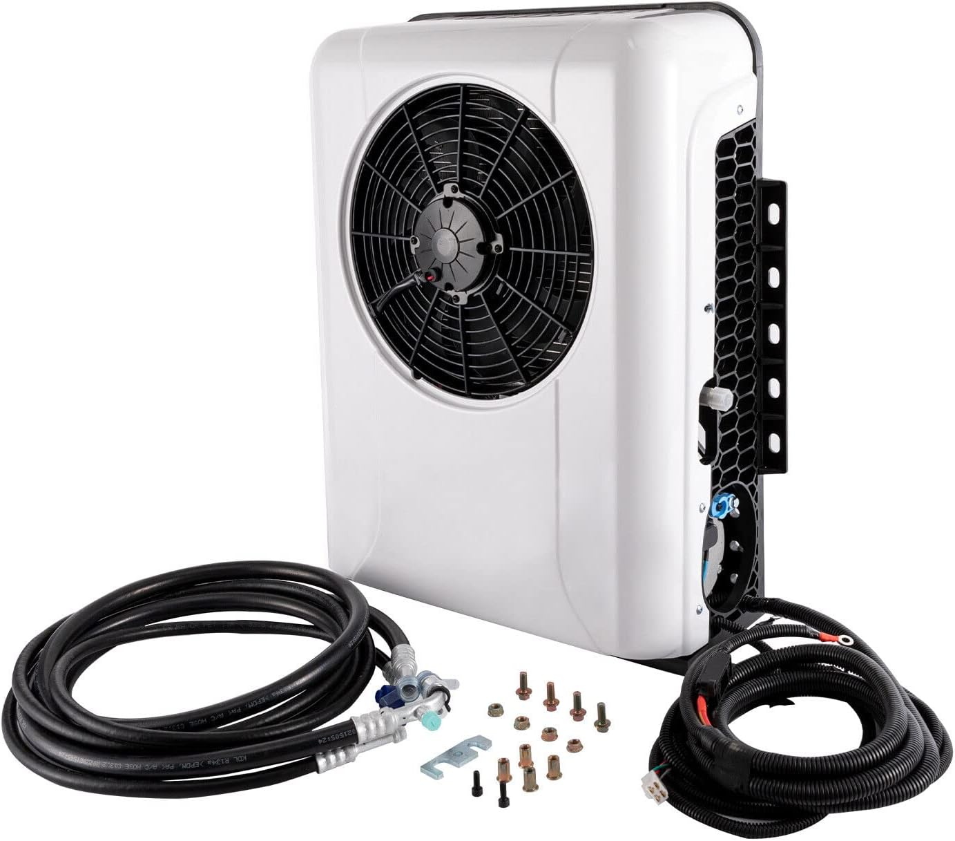 CNCEST 24V DC Air Conditioner 10238BTU, Universal Split AC Kit for Truck Cab RV Caravan Semi Trailer Forklift Excavator Van, Portable Electric Cooling AC Unit for Vehicl (White 24V)