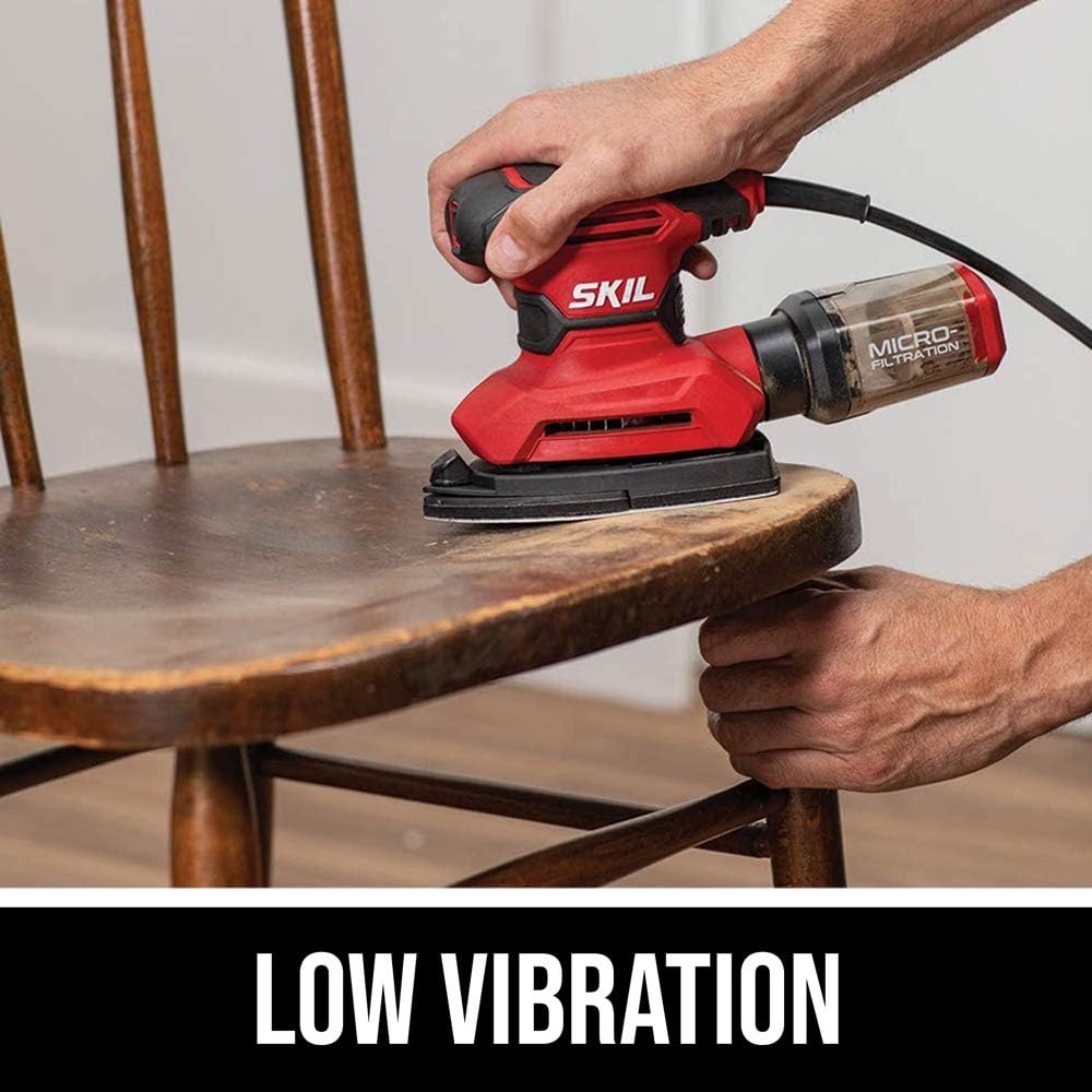 SKIL Corded Multi-Function Detail Sander with Micro-Filter Dust Box 3 Additional Attachments & 12pc Sanding Sheet- SR232301,(Pack of 4)