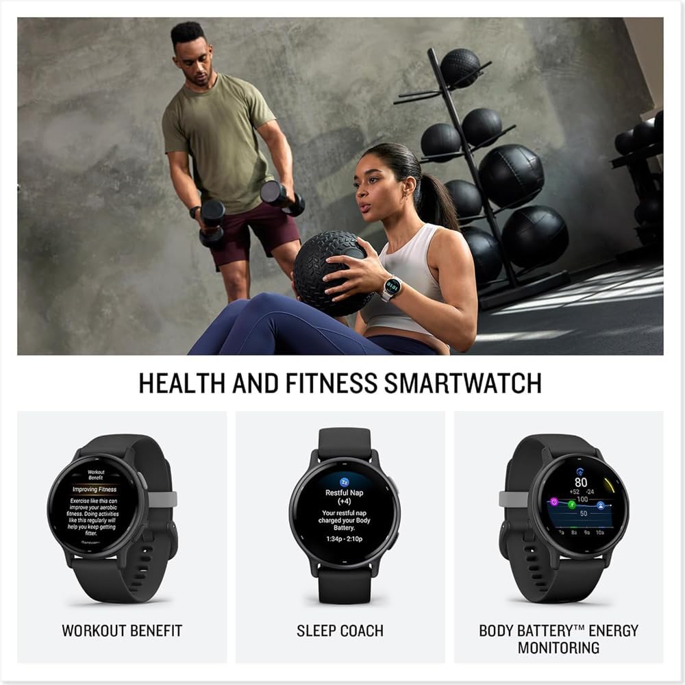 Garmin 010-02862-11 Vivoactive 5 Fitness Smartwatch, Ivory Bundle with Deco Essentials 2-Pack Screen Protector and 2 YR CPS Enhanced Protection Pack