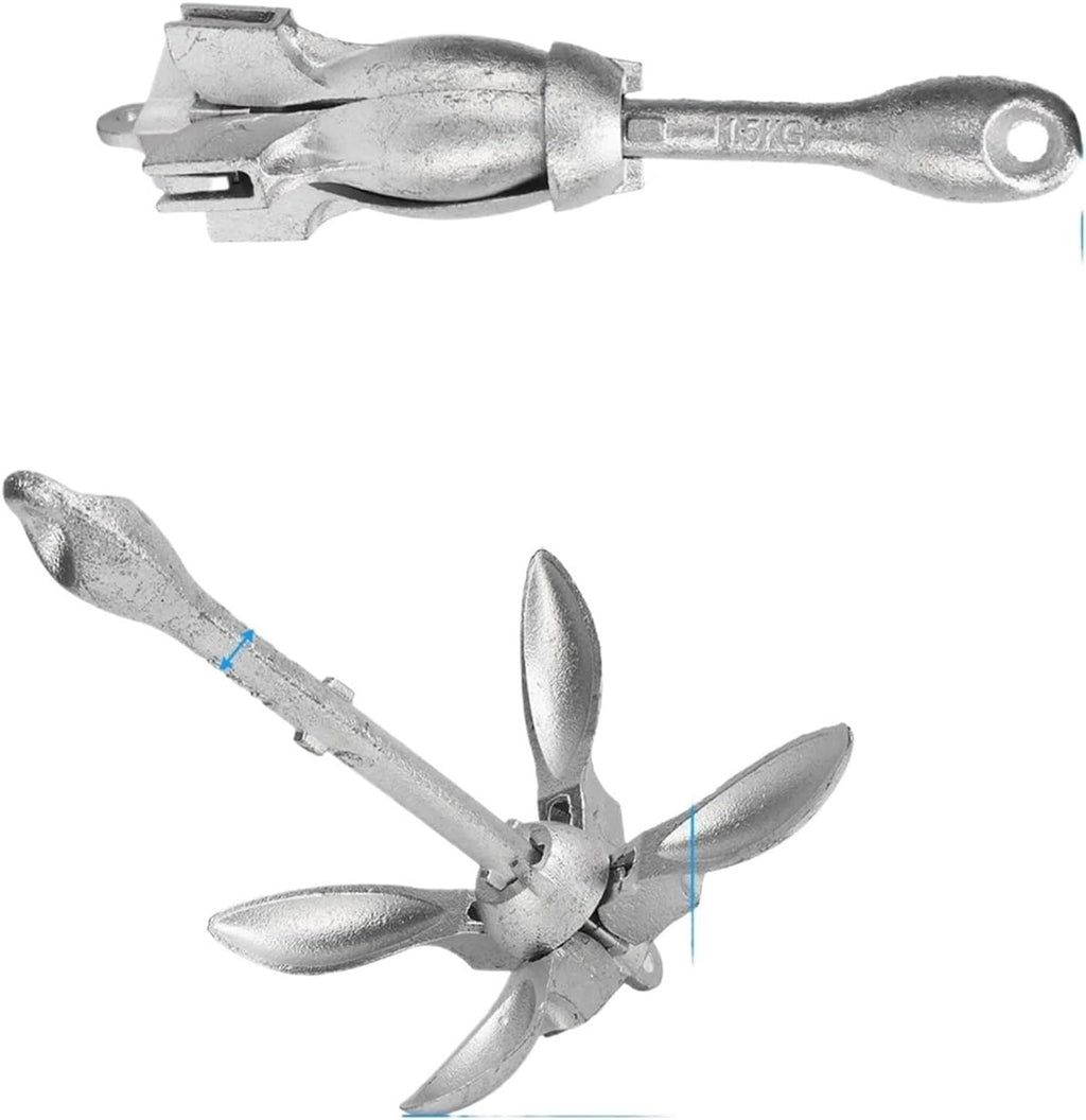 Folding Anchor, Marine Anchor 1.5kg/3.31lb Universal Carbon Steel High Hardness Secure Folding Grapnels,for Small Boats Canoe Paddle Boards
