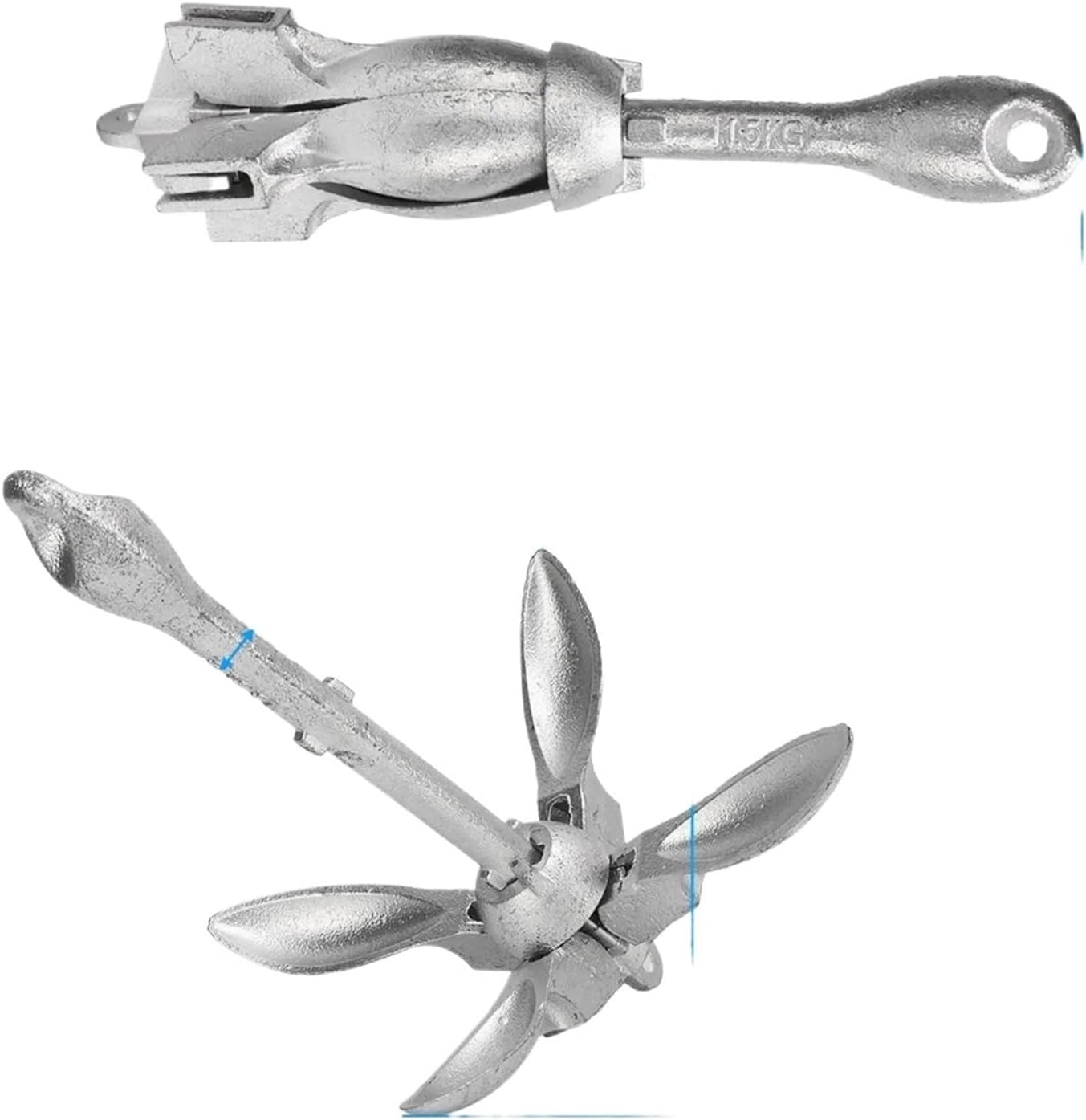 Folding Anchor, Marine Anchor 1.5kg/3.31lb Universal Carbon Steel High Hardness Secure Folding Grapnels,for Small Boats Canoe Paddle Boards