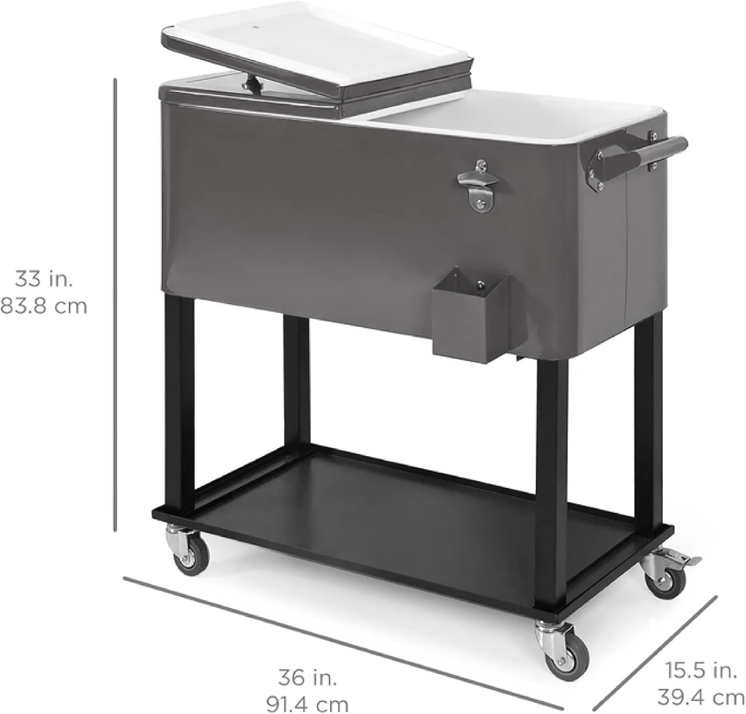 Best Choice Products 80-Quart Outdoor Steel Rolling Cooler Cart w/Ice Chest, Bottle Opener, Catch Tray, Drain Plug, Locking Wheels