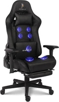 Massage Video Game Chair for Teens, RGB Gaming Chair with Speakers, High Back Adjustable Computer Chair with Footrest, PU Leather Recliner Swivel Rocking Desk Chair Office Chair,Black