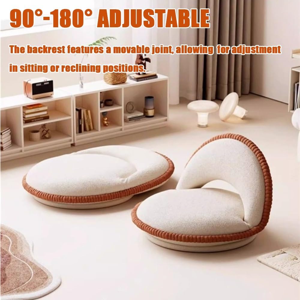 360° Swivel Floor Chair, Foldable Design Single Seat, Compact Floor Seating with Backrest for Gaming, Reading, Meditation, and Living Room(White)