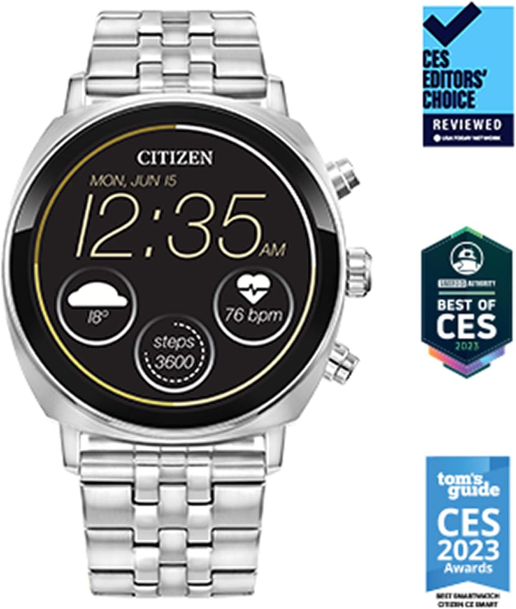 Citizen CZ Smart PQ2 41MM Unisex Smartwatch with YouQ App with IBM Watson® AI and NASA Research, Wear OS by Google, HR, GPS, Fitness Tracker, Amazon Alexa™, iPhone Android Compatible, IPX6 Rating