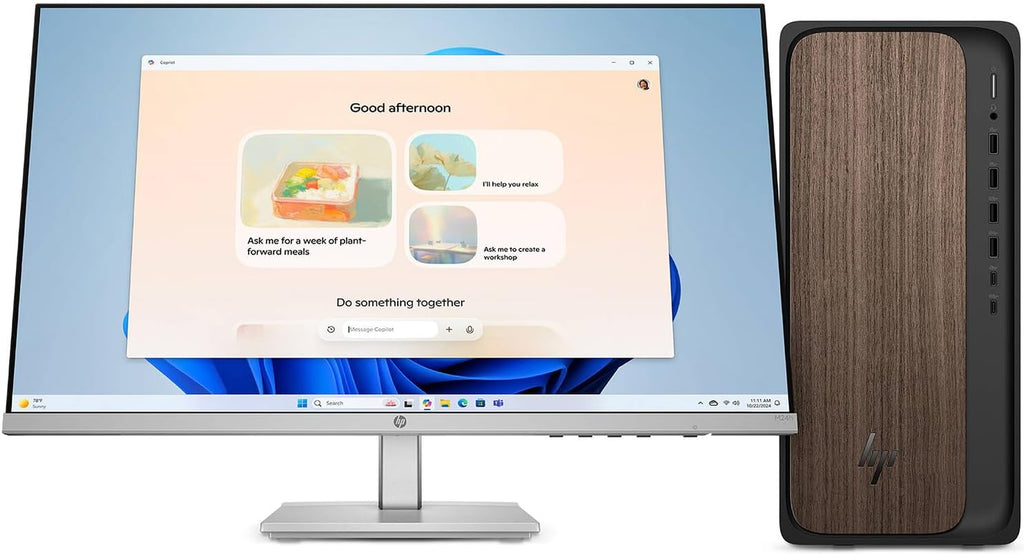 HP OmniDesk AI PC Desktop (Intel Ultra 7-265, 32GB DDR5, 1TB SSD, Intel Graphics, 280W PSU, Bluetooth 5.4, WiFi 6, RJ-45, 1 Display Port, HDMI, Win 11 Home) w/Dockztorm Hub