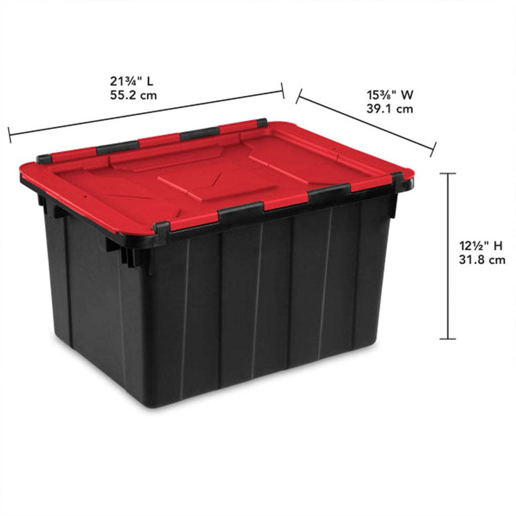 Sterilite 12-Pack 12 Gallon Hinged Lid Industrial Tote, Heavy-Duty Plastic Organizer - Stackable Multipurpose Home Storage Bins with Contoured Handles for Garage, Basement or Attic Organization