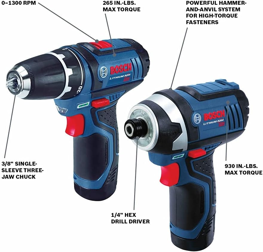 Bosch 12V Max Cordless 2-Tool Combo Kit with Drill/Driver and Impact Driver (CLPK22-120)