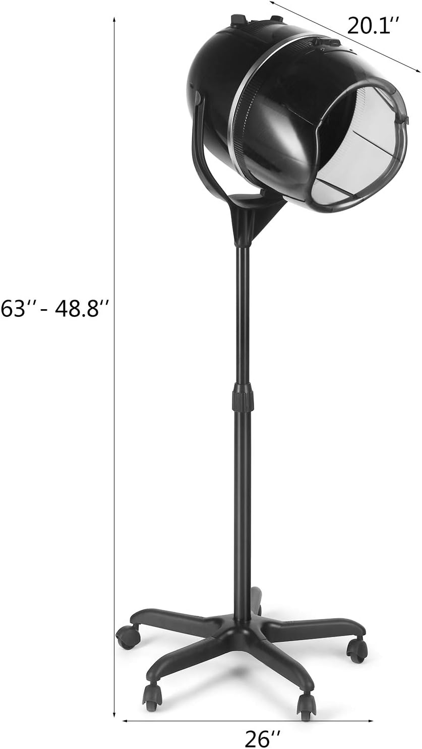 Artist hand Professional Hooded Hair Dryer for Women, Height Adjustable Floor Stand Up Hair Dryer with Wheels and Timer, Sit Under Hooded Dryer for Home Beauty Spa Salon Equipment