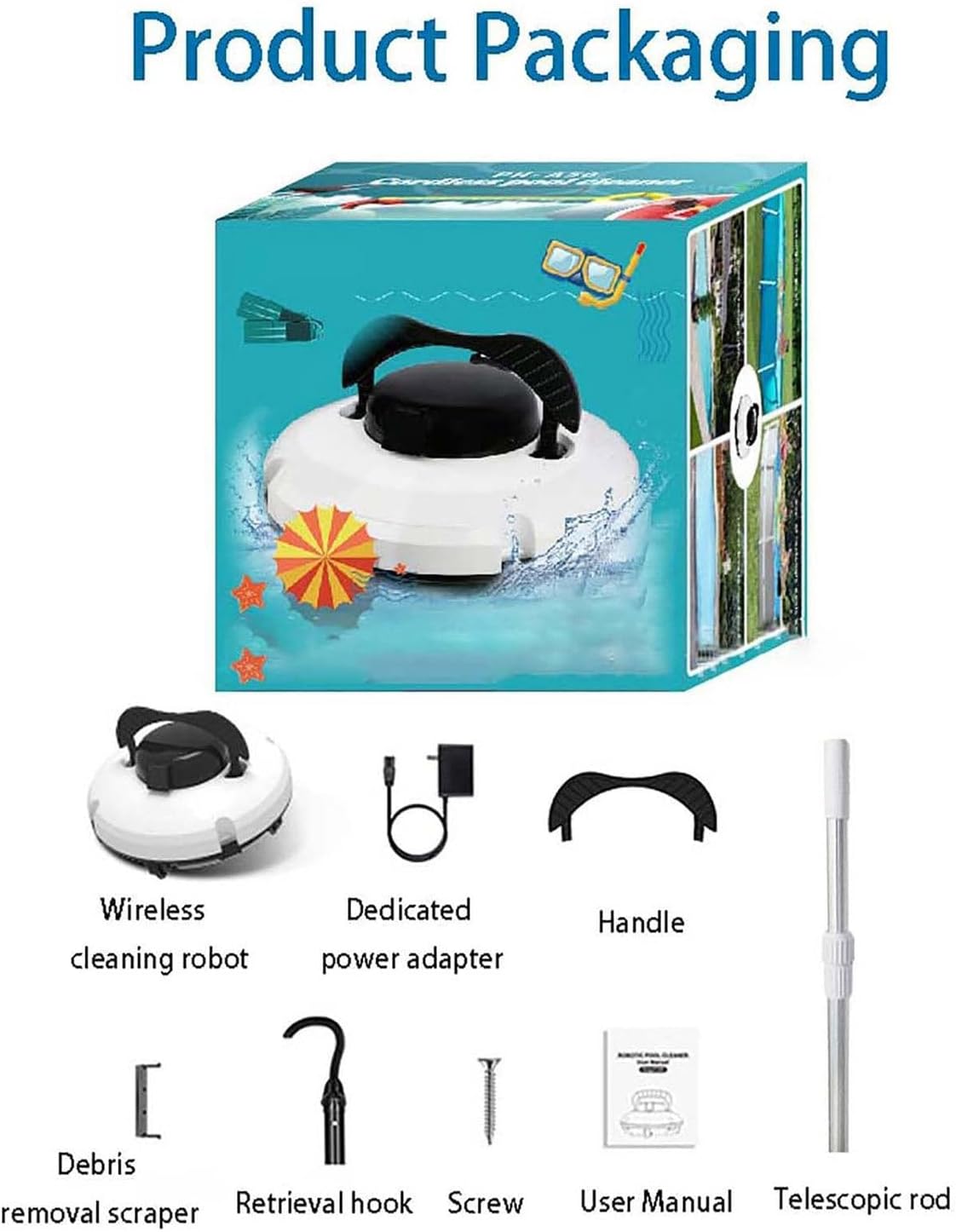 Robotic Pool Cleaner, 120 Minutes Powerful Cleaning, Dual Drive Motors, Auto Parking, Battery Powered Pool Robot Cordless Perfect for flat bottom pools up to 100m²