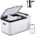 ICECO GO20 Dual Zone 12 Volt Refrigerator, 21Qt/20L Portable Fridge Freezer 0℉-50℉ 12/24VDC&110-240VAC, Electric Cooler for Home&Outdoor, with Upgrade DC Cord x 2