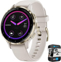 Garmin Venu 3S Fitness GPS Smartwatch Gold Bezel w/Ivory Case (41mm) - Refurbished 010-N2785-04 Bundle with 2 YR CPS Enhanced Protection Pack