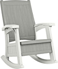 Suncast Outdoor Patio Rocking Chair with Under-Seat Storage, Stylish Faux Wood Outdoor Rocker for Patios, Dove Gray and Ice Cube, Made in The USA