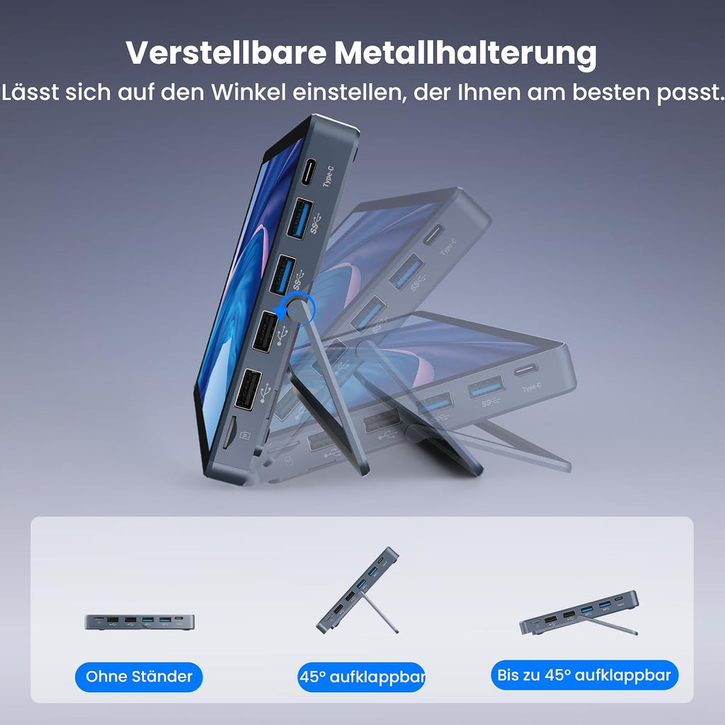 Mini PC N150(up to 3.6GHz), 12GB DDR5 RAM 256GB/512GB/1TB M.2 SSD Mini PC with 8-Inch Touchscreen 4K Dual Display,WIFI6,BT5.2,12 Ports, Portable Mini Computer(N150-12GB+512GB)