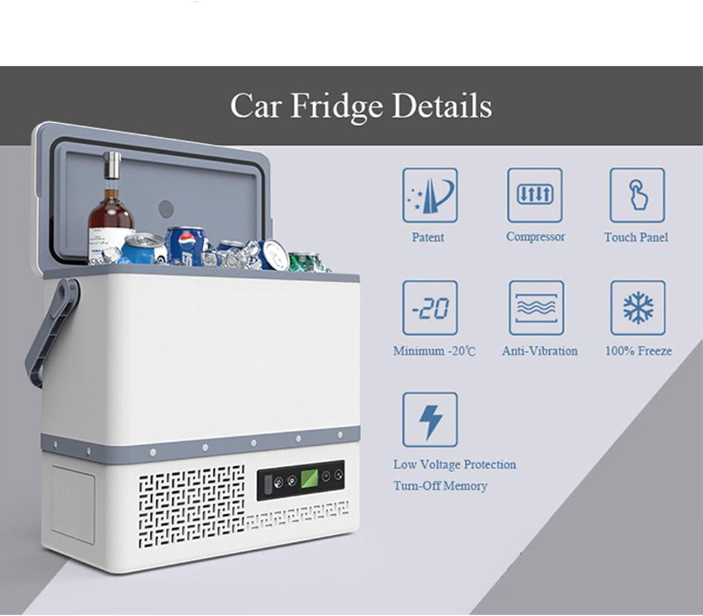 12L Car Refrigerator, 12V/24V/220V Portable Compressor Cooler Electric Fridge Cooler for Car, RV, Truck, Van, Boat for Camping, Travel, Fishing Outdoor -20℃~+20℃