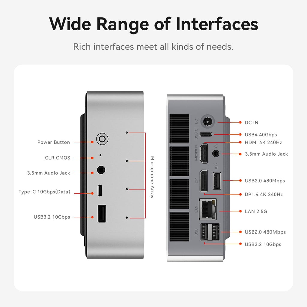 Beelink SER9 Pro Mini PC, AMD Ryzen 7 H 255 (8C/16T up to 4.9GHz), 32GB DDR5 RAM 1TB PCIe4.0 SSD, Mini Computer Support 4K@144Hz, Triple Display, Built-in MIC, Speakers, Voice Interaction