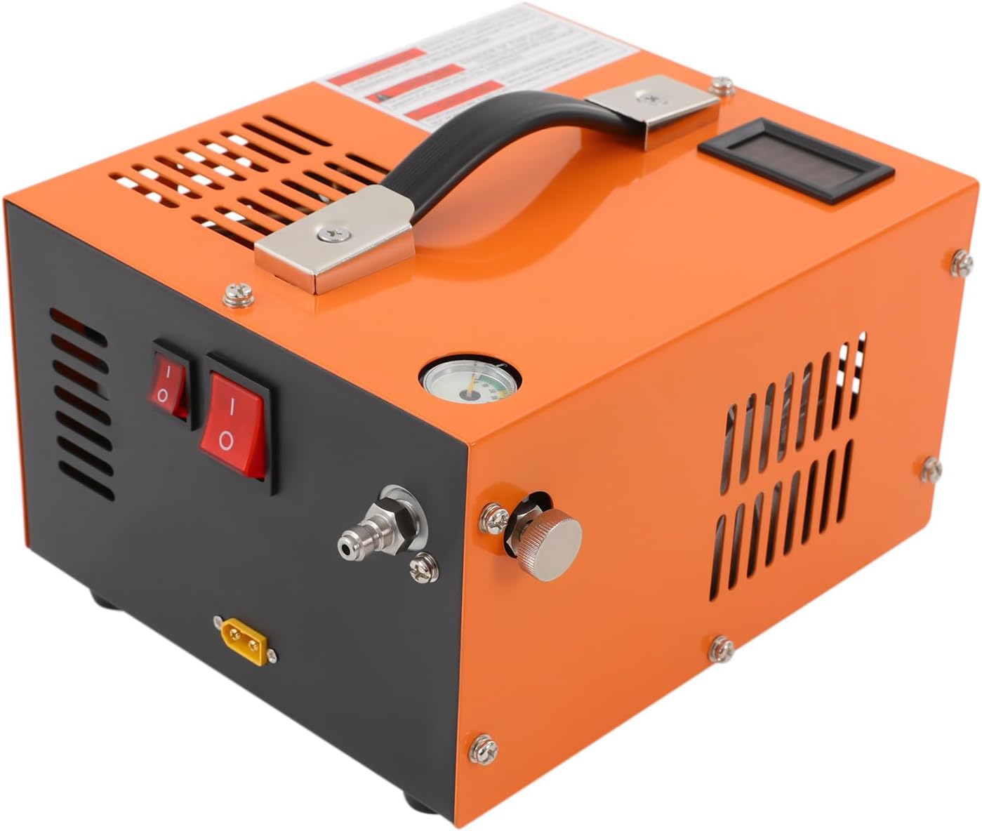 PCP Compressor,Air Gun High Pressure Pump Transformer 4500psi 12V High Pressure Air Compressor Built-in Transformer Portable High Pressure Pump Fan Cooling (Orange)