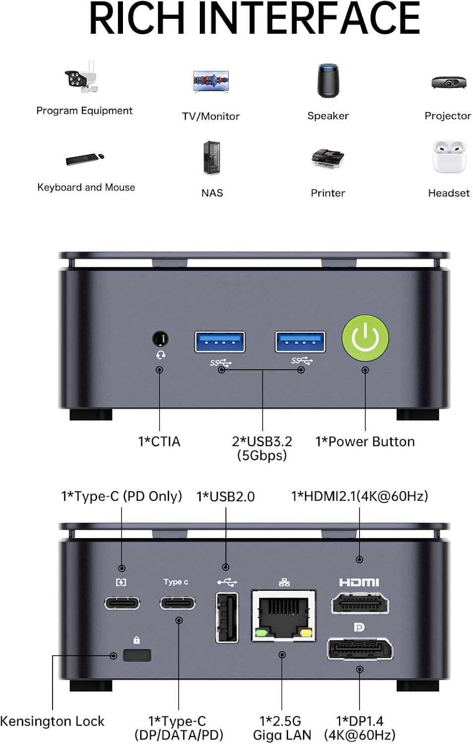 GMKtec Mini PC Ryzen 5 3500U (Beats N150) 16GB 256GB SSD 2.5GbE NIC LAN Office Home Desktop Computers, Triple 4K Display, WiFi, BT, USB-C, DP Nucbox G10 Black