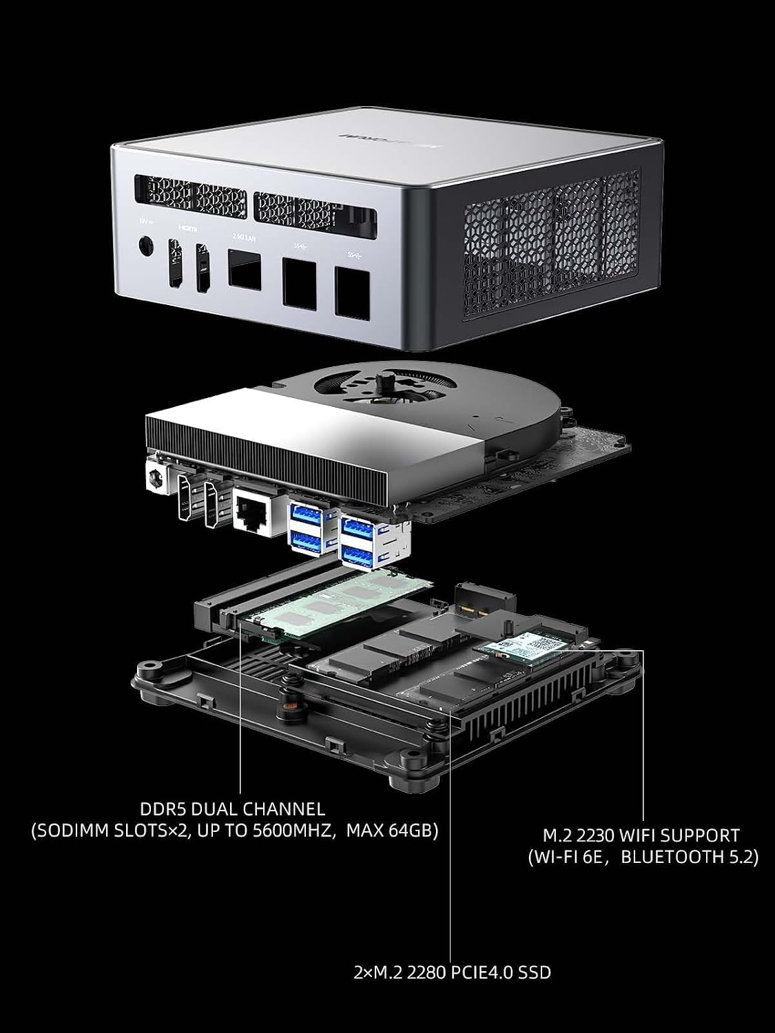 MINISFORUM Venus UM790 Pro Mini PC AMD Ryzen 9 7940HS up to 5.2 GHz，Barebone with AMD Radeon 780M, 4X USB3.2, 2X USB4, 2xHDMI 2.1, 2X PCIe4.0, Wi-Fi 6E/BT5.3, RJ45 2.5 G