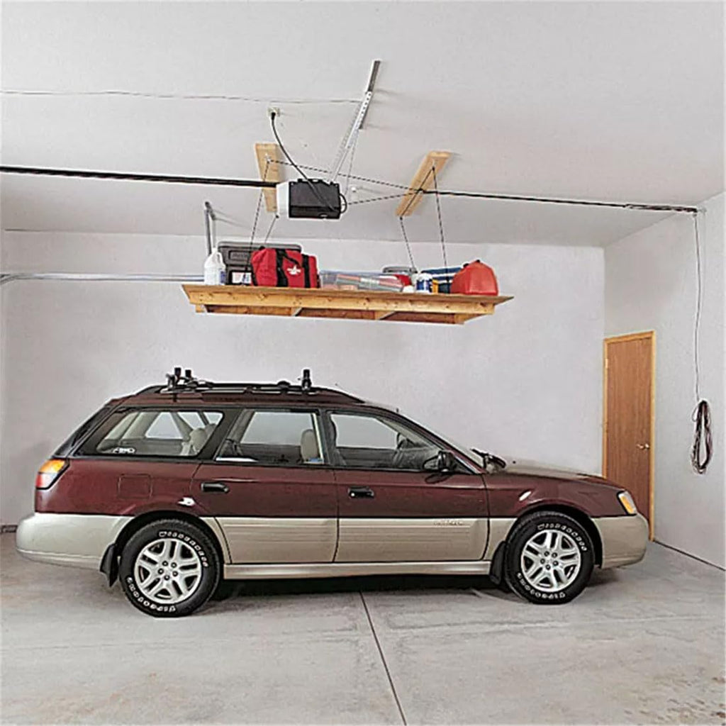 HARKEN Hoister Cargo Carrier Box & Overhead Garage Storage Hoist System for Cargo, Canoes, Boards (90lb Capacity, 16ft Ceiling) Self-Leveling, Safe Anti-Drop, Easy One-Person Operation -7802.16