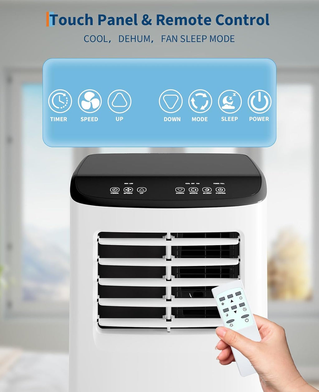 GarveeTech Portable Air Conditioner, 8,000 BTUs Room Air Conditioner, 3 in-1 Cooling AC Portable Air Conditioner with Fan & Dehumidifier, Standing Air Conditioner, Ventless Floor AC