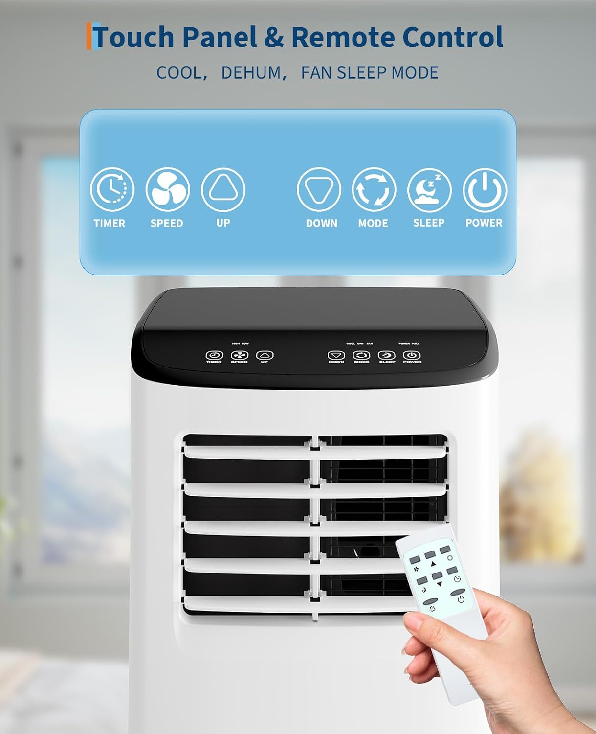 GarveeTech Portable Air Conditioner, 8,000 BTUs Room Air Conditioner, 3 in-1 Cooling AC Portable Air Conditioner with Fan & Dehumidifier, Standing Air Conditioner, Ventless Floor AC