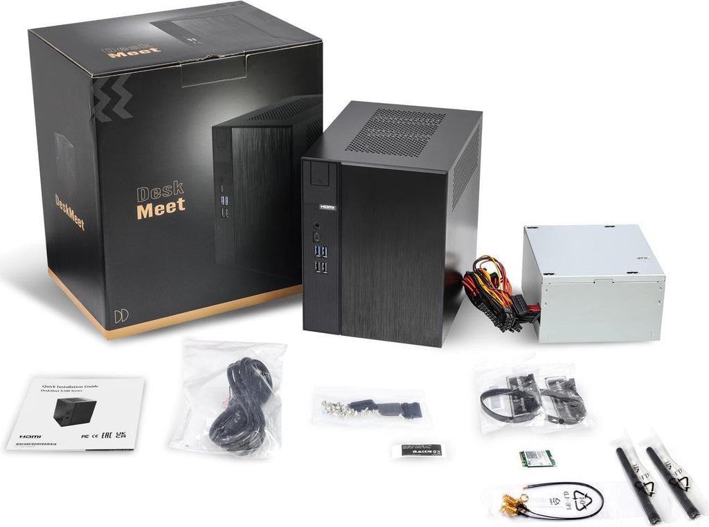 ASRock DeskMeet X300 Mini PC Barebone Kit – AMD AM4 Socket, Supports Ryzen 5000/4000/3000G CPUs, DDR4-3200MHz, PCIe 3.0 x16, Dual M.2, USB 3.2 Gen2 Type-C, 500W PSU (No CPU/RAM/Storage Included)