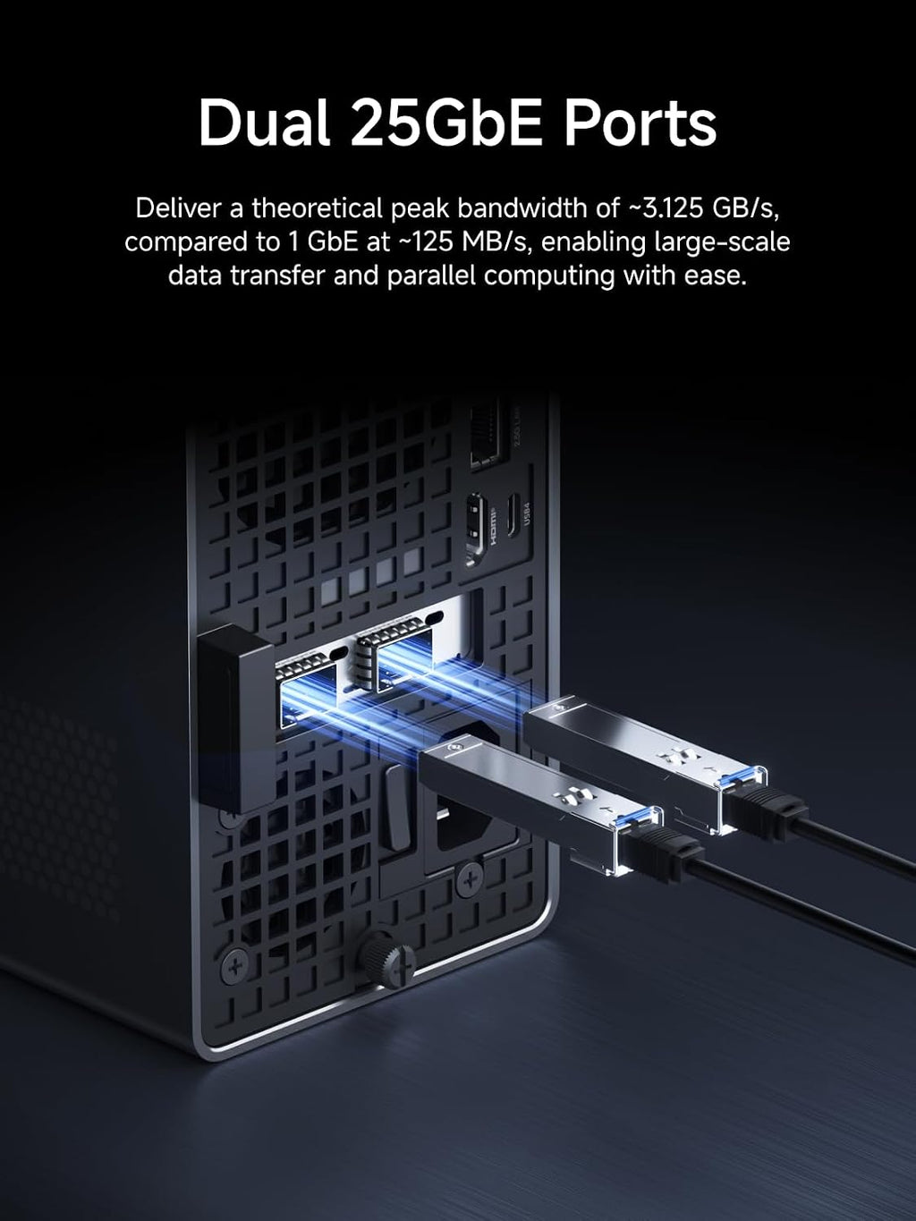 MINISFORUM MS-02 Ultra Mini Workstation Core Ultra 9 285HX(24C/24T, up to 5.5GHz) Barebone without RAM/SSD/OS, 2x25G SFP+, 1x10G + 1x2.5G RJ45, HDMI|2xUSB4 V2 Output, 4x DDR5 Slot, 4x SSD Slot Mini PC