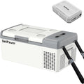 Setpower 12V Refrigerator Electric Coolers with PG216 Power Station, 15L/15.8QT Car Fridge Portable Freezer, Plug In Cooler for Truck RV SUV Travel Camping, White