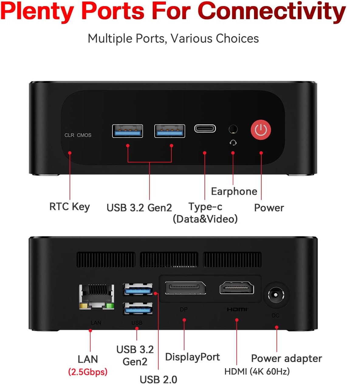 Beelink Mini PC SER5 5500U AMD Ryzen 5 Processor(6C/12T, up to 4.0GHz), Micro PC 16GB DDR4 500GB NVMe SSD, Mini Computer Dual HDMI/4K 60Hz/WiFi6/BT5.2/Home/Office/HTPC/2.5Gbps Ethernet