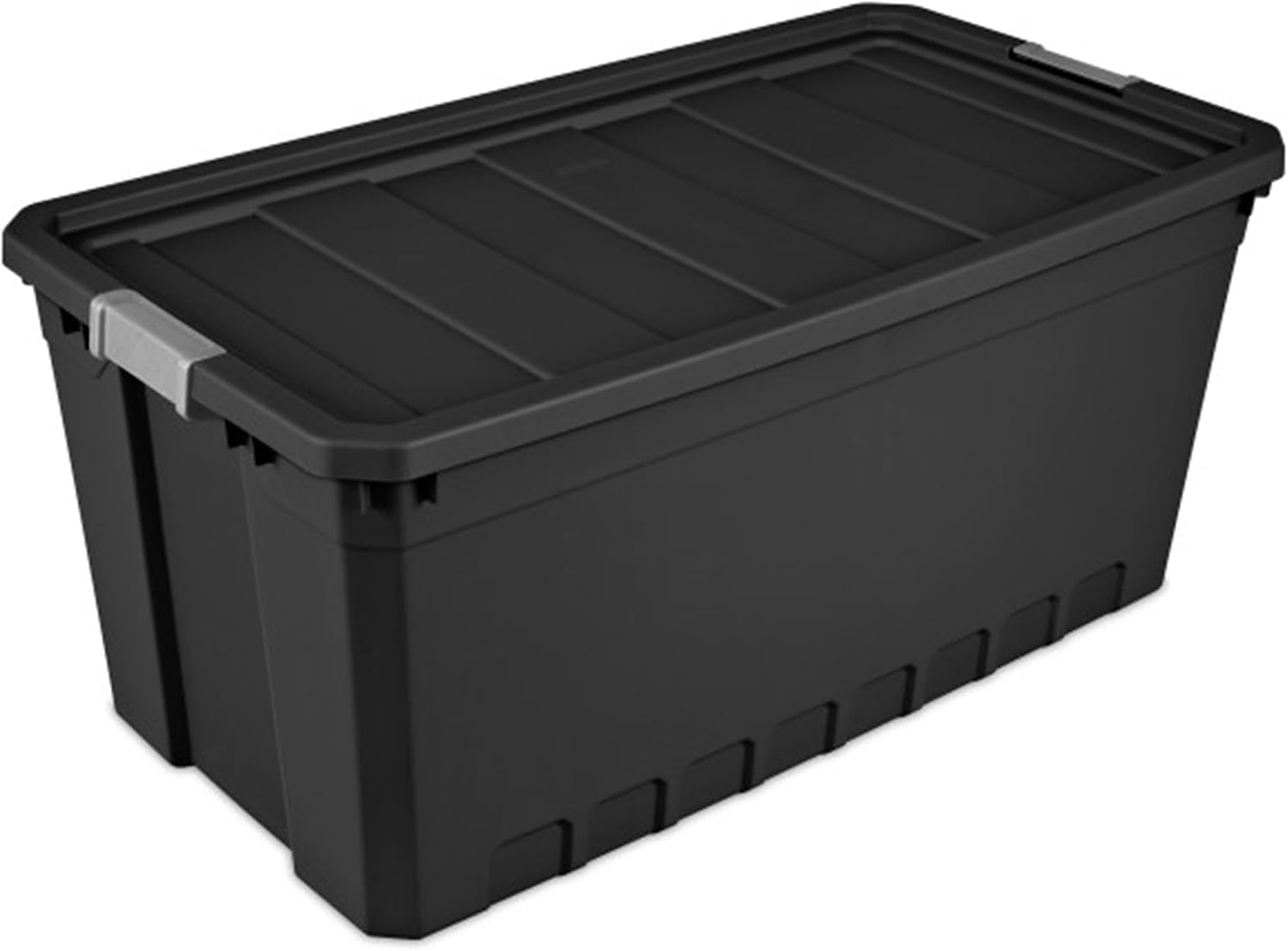 Sterilite 9-Pack Plastic Storage Bins with Lids, Stackable Containers, 50 Gallon, Black