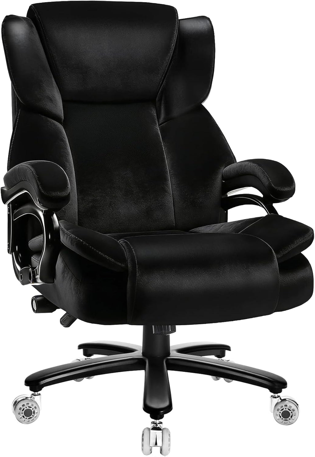 Indulgear 500lbs Fabric Big and Tall Office Chair,500lbs Heavy Duty Office Chair for Heavy People, High Back Executive Computer Chair with Adjustable Lumbar Support, Dual Rubber Wheel