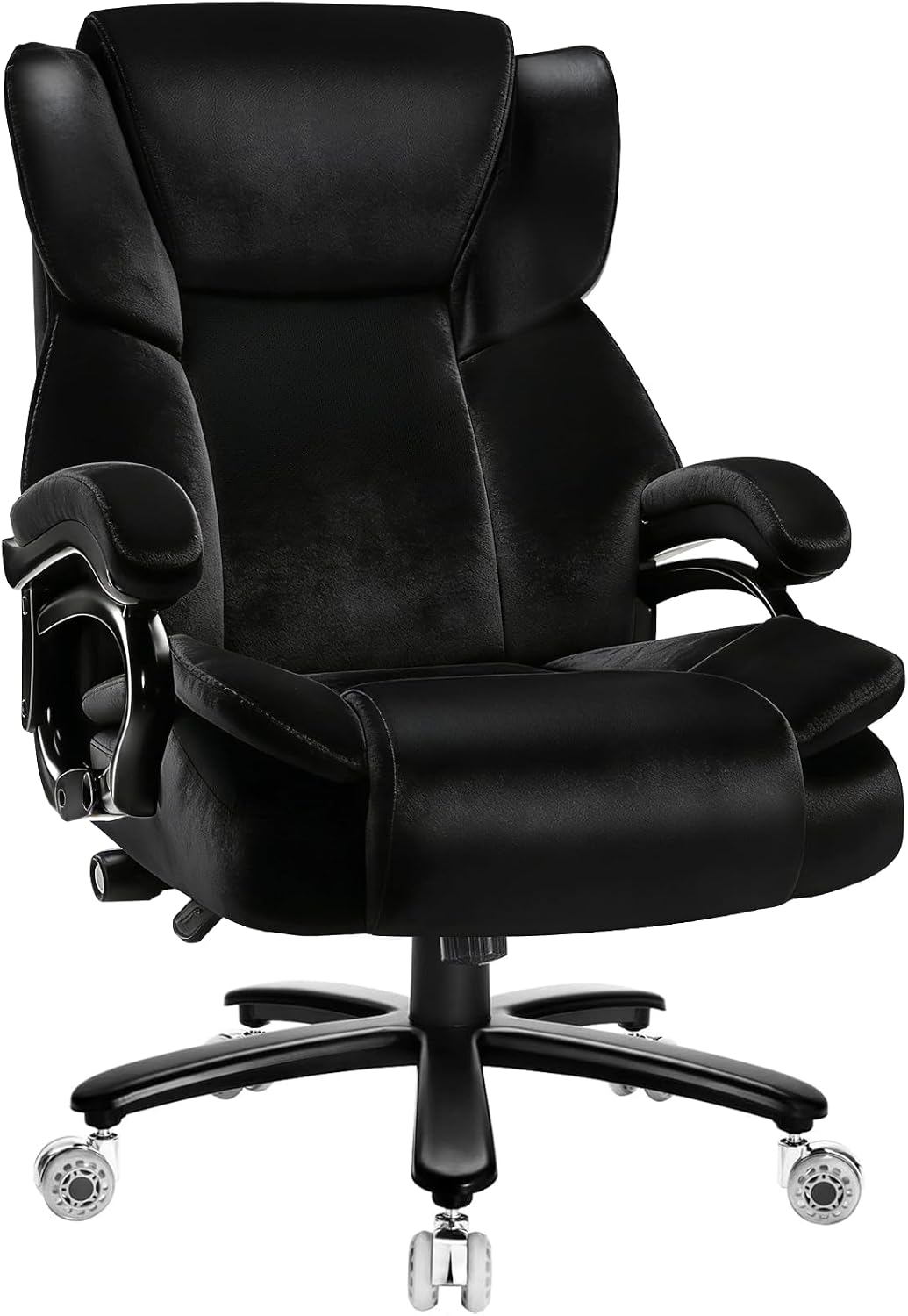 Indulgear 500lbs Fabric Big and Tall Office Chair,500lbs Heavy Duty Office Chair for Heavy People, High Back Executive Computer Chair with Adjustable Lumbar Support, Dual Rubber Wheel