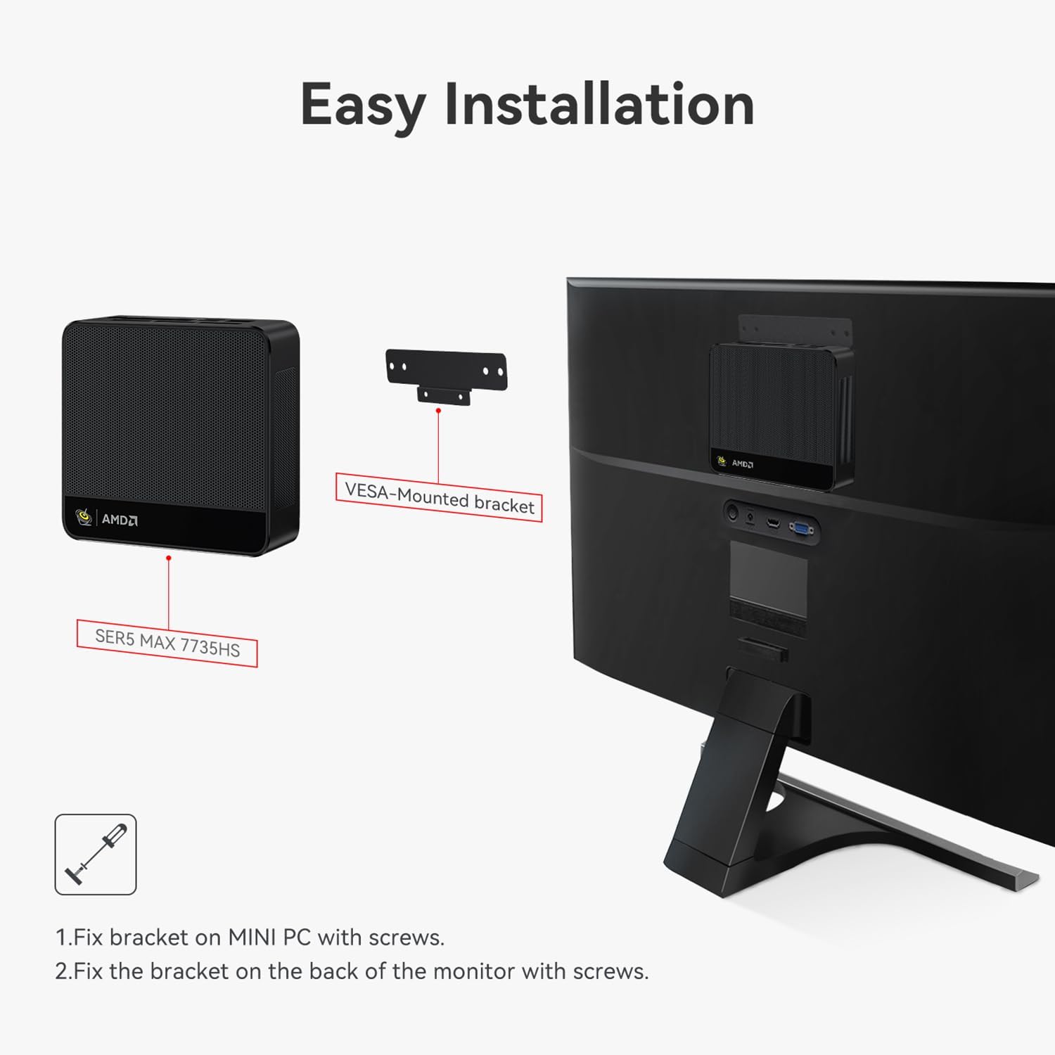 Beelink Mini PC, SER5 MAX AMD Ryzen 7 7735HS(6nm, 8C/16T) up to 4.75GHz, Mini Computer 24GB LPDDR5 RAM 500GB NVME SSD, Mini Gaming Computer 4K@60Hz Triple Display/WiFi6/BT5.2/HTPC