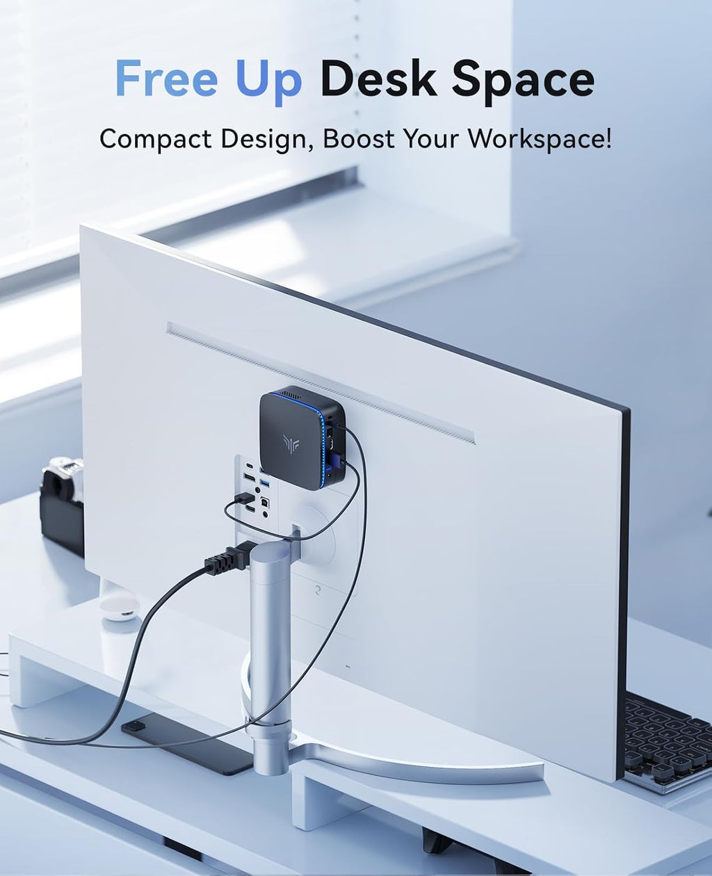 KAMRUI Mini PC with N100 Processor, 16GB DDR4 RAM 1TB M.2 SSD, Mini Computer with Ethernet, 2 HDMI, 4 USB-A, Small Computer WiFi, Bluetooth for Office, Home, Business