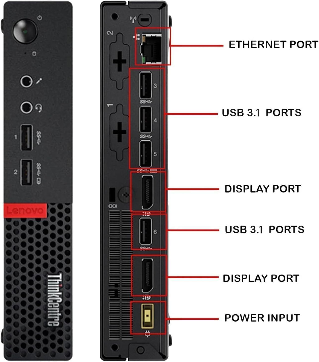 Lenovo ThinkCentre M910Q Tiny Desktop Computer, Intel Core i7-6700T up to 3.6GHz, 32GB DDR4, 1TB SSD, 4K 3-Monitor Support DisplayPort, HDMI, USB Wi-Fi, Bluetooth - Windows 11 Pro (Renewed)