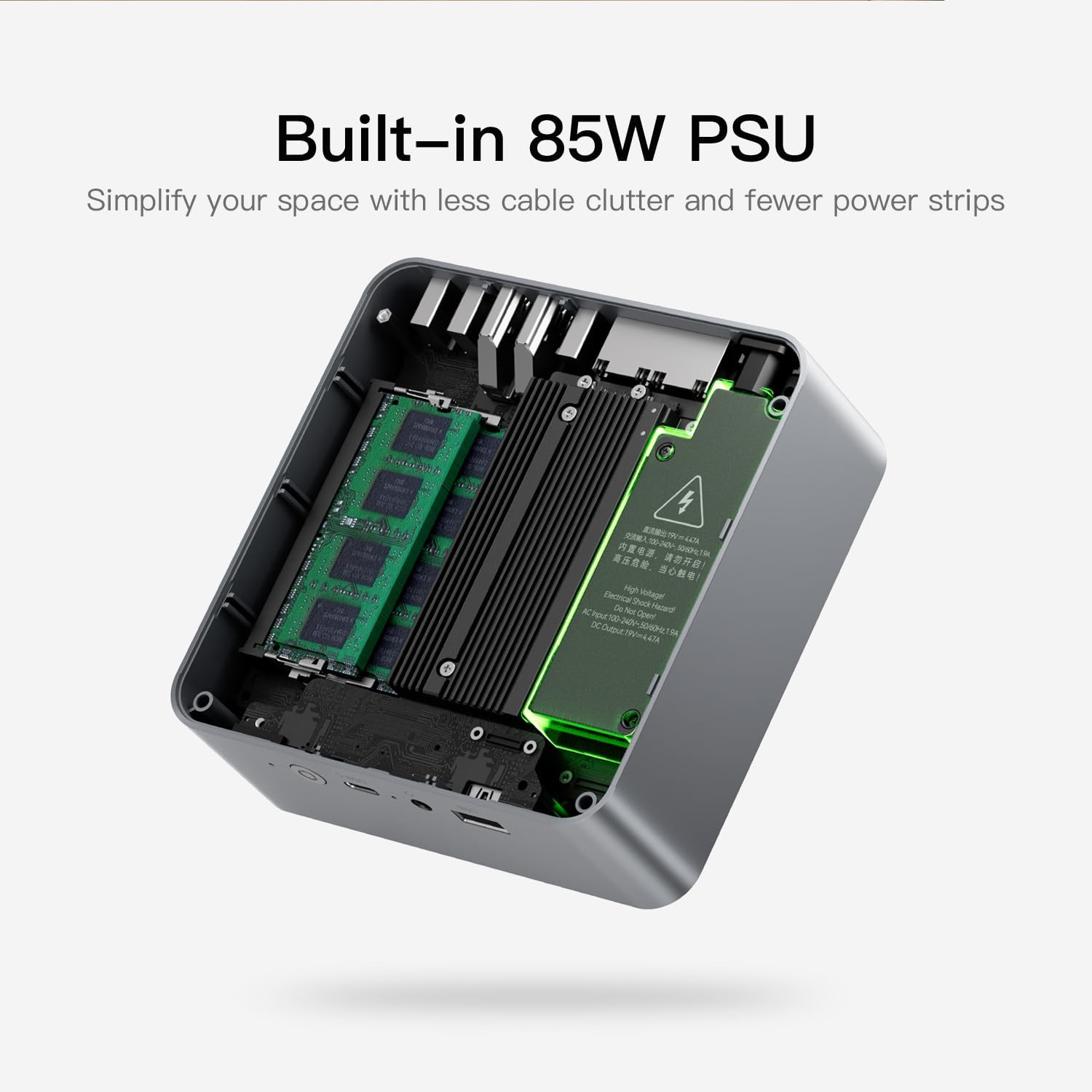 Beelink EQR5 Mini PC W11 Pro, AMD Ryzen 5 5625U(6C/12T up to 4.3GHz), 16GB DDR4 500G NVME SSD Graphics 7 core 1800MHz, WiFi 6/BT5.2/2*1000MB/S LAN, Support Dual Display Mini Computer Built in 85W PSU