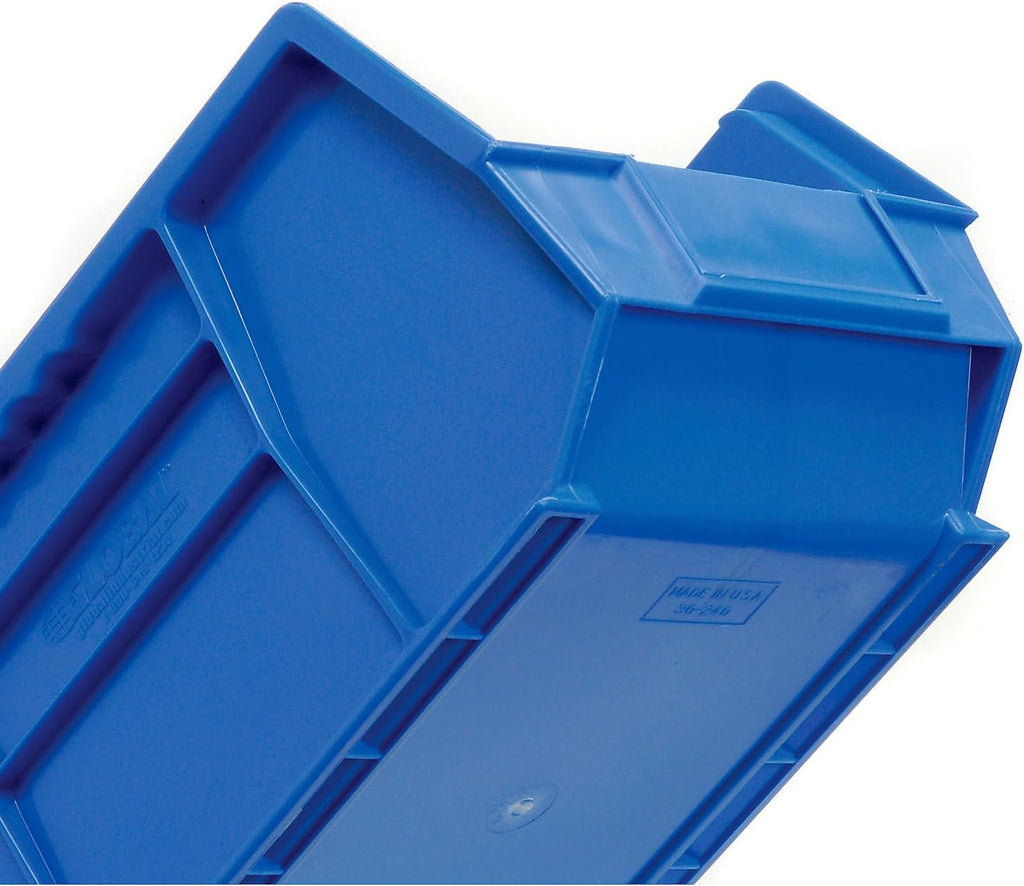 Global Industrial Plastic Hanging & Stacking Bin, 14-3/4'L x 8-1/4'W x 7' H, Blue, Space-Saving Multi-Purpose Storage Bin, 60 lbs Weight Capacity, Lot of 12