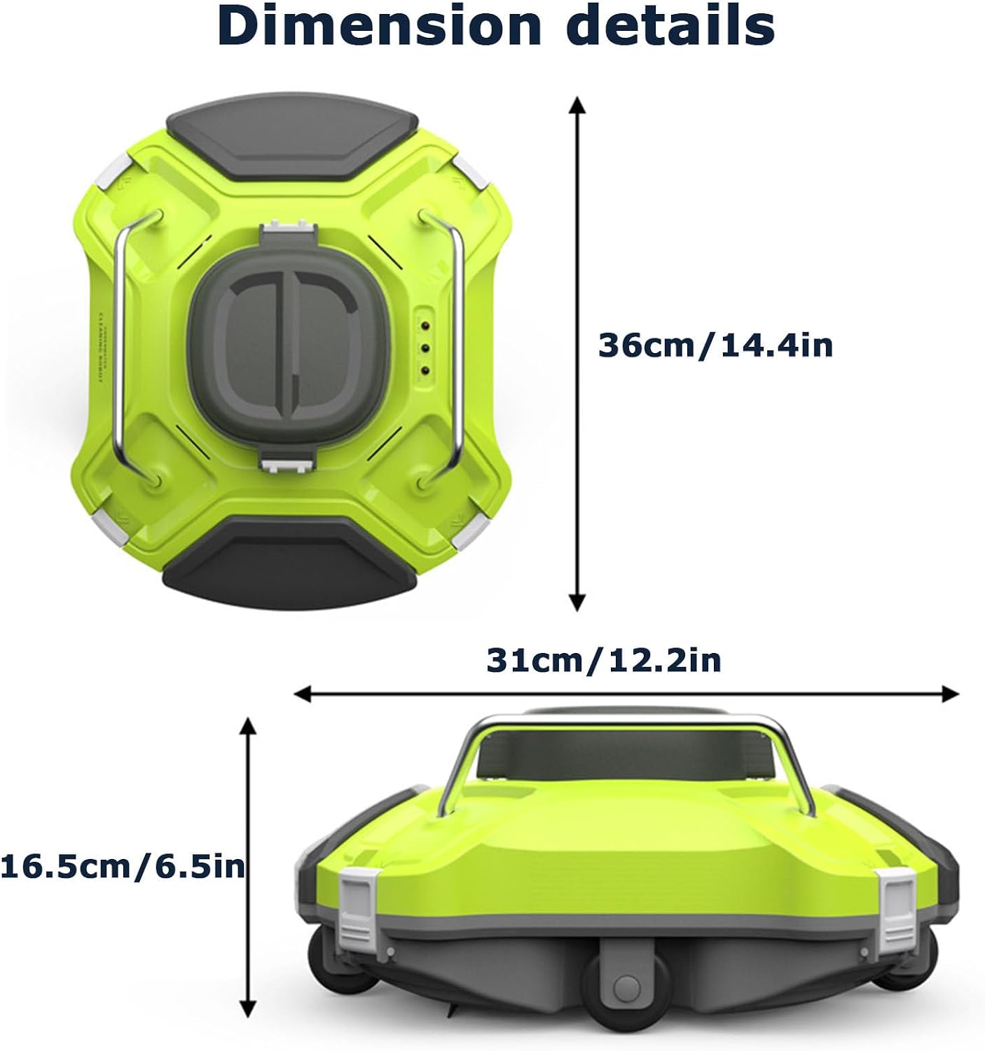 Automatic Pool Cleaning Robot, Wall Climbing Cordless Pool Cleaners with Ultra Fine Filters and Top Handle, Intelligent Pool Cleaner for Above Ground Inground Pool