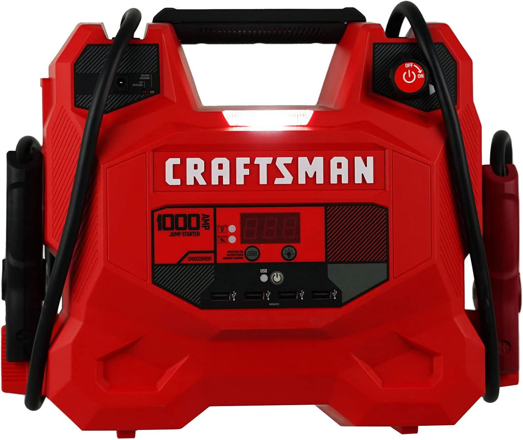 CRAFTSMAN 1000A Car Battery Jump Starter and Portable Power Station, 3-in-1 Solution, 12V DC and 2.4A USB Charging, for 12V Automotive, Marine, and Power Sport Batteries, CMXCESM281