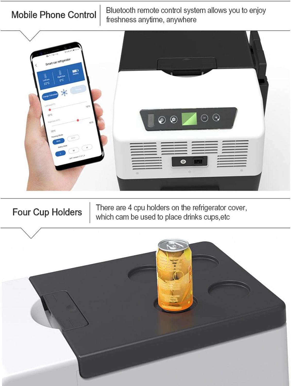 Car Refrigerator, 12V/24V Freezer Compressor Cooler Portable Refrigerator Fridge Cooler for Car, RV, Truck, Van, Boat for Camping, Travel, Fishing Outdoor,50L