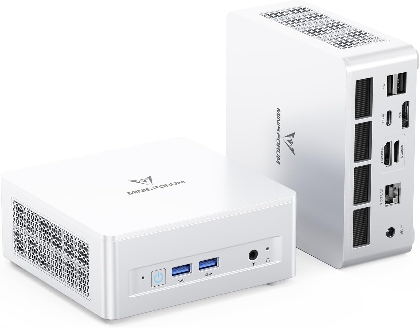 MINISFORUM UM880 Plus Mini PC Barebone AMD Ryzen 7 8845HS(8C/16T, Up to 5.1GHz), Micro PC Without RAM/SSD/OS, HDMI/DP/USB4 Video Output, OCuLink, 2.5G LAN, 780M Graphics (Renewed)