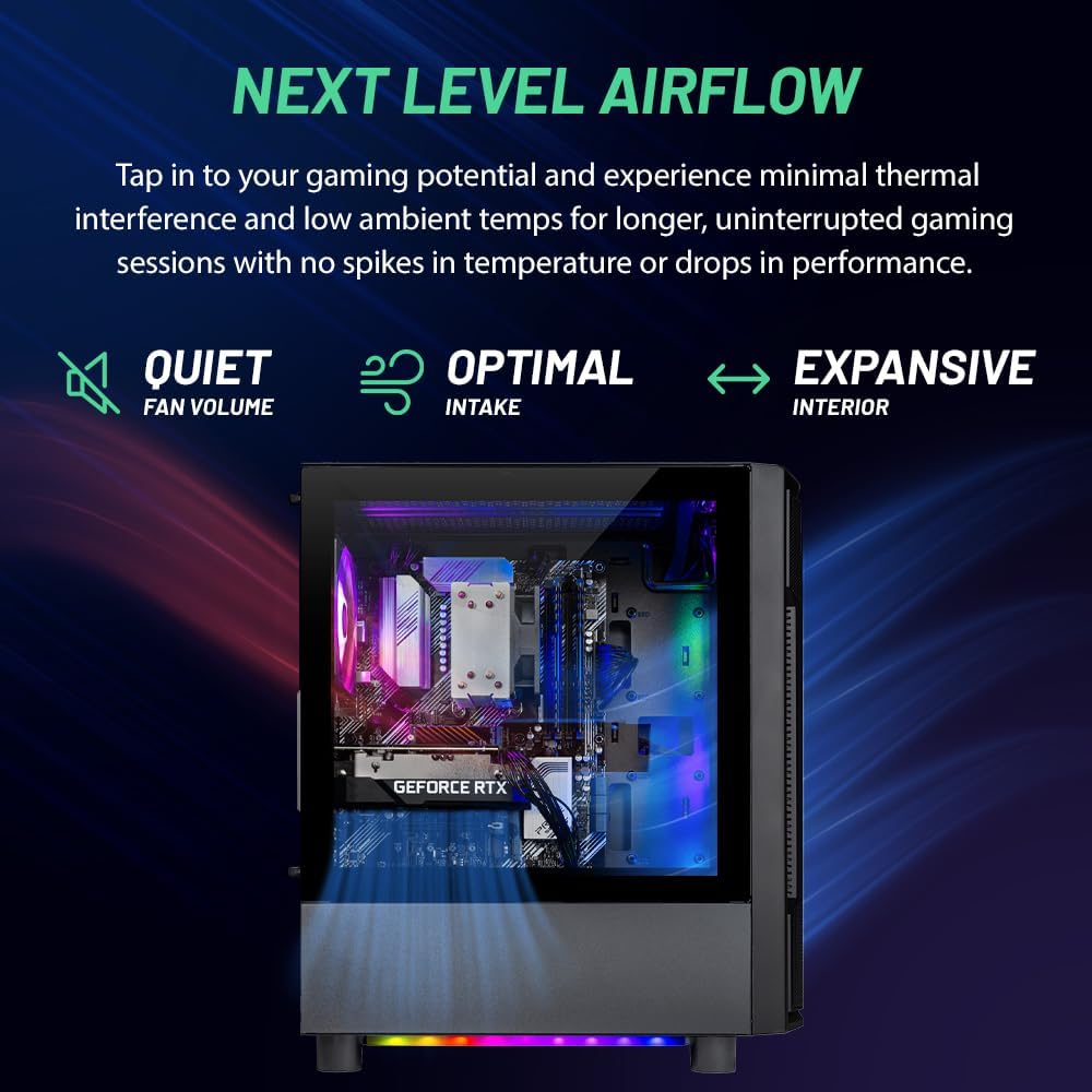 Skytech Shadow Gaming PC Desktop, Ryzen 7 5700 3.7 GHz (4.6GHz Turbo Boost), NVIDIA RTX 4060 8GB GDDR6X, 1TB SSD, 16GB DDR4 RAM 3200, 650W Gold PSU, Wi-Fi, Win 11 Home