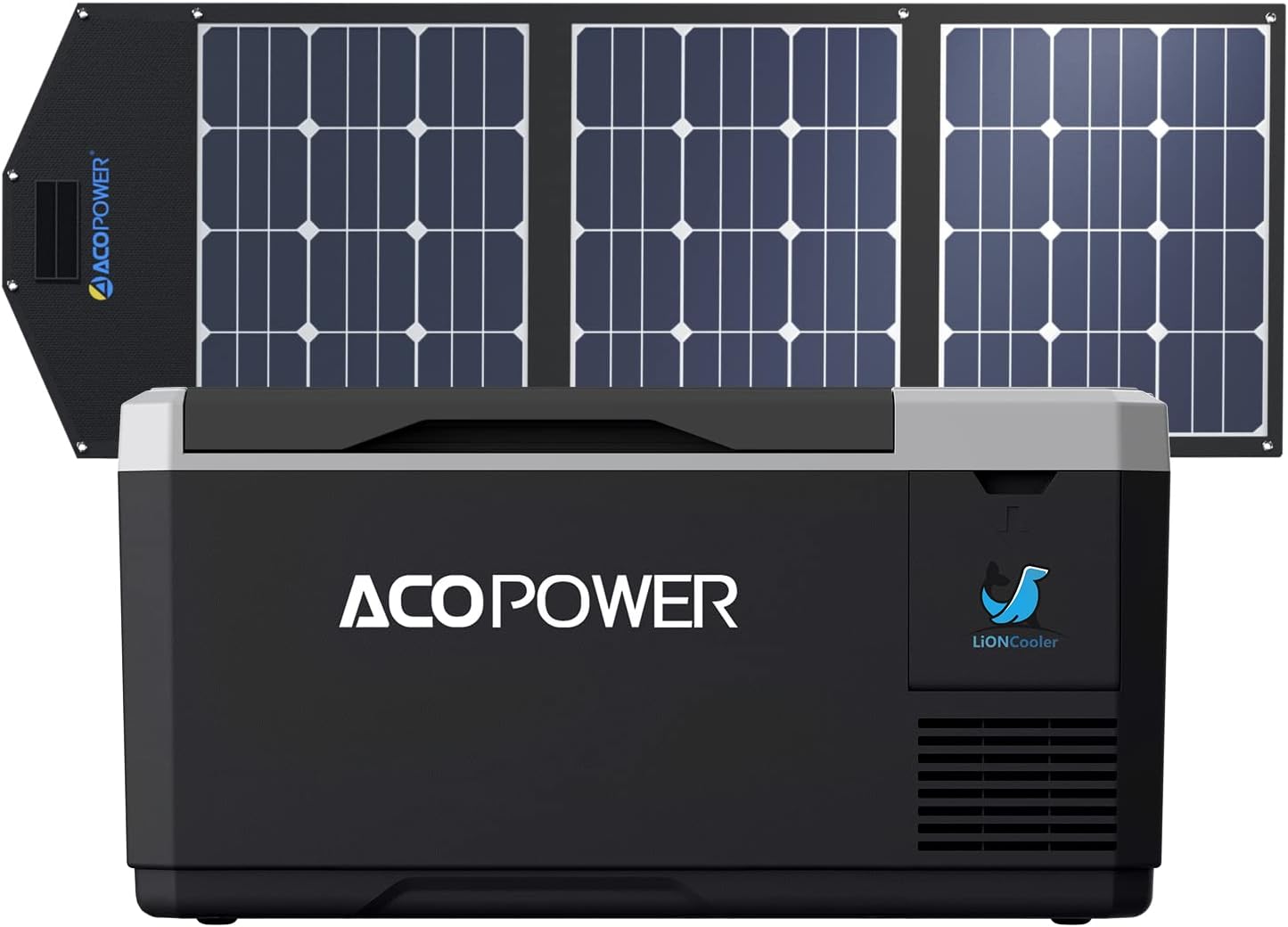 ACOPOWER LiONCooler Mini HY-VX18 Solar Freezer Portable 19 Quart Cooler & 90 Watt Solar Panel Combination Kit for Truck RV Boat Outdoor Camping, Black&Grey
