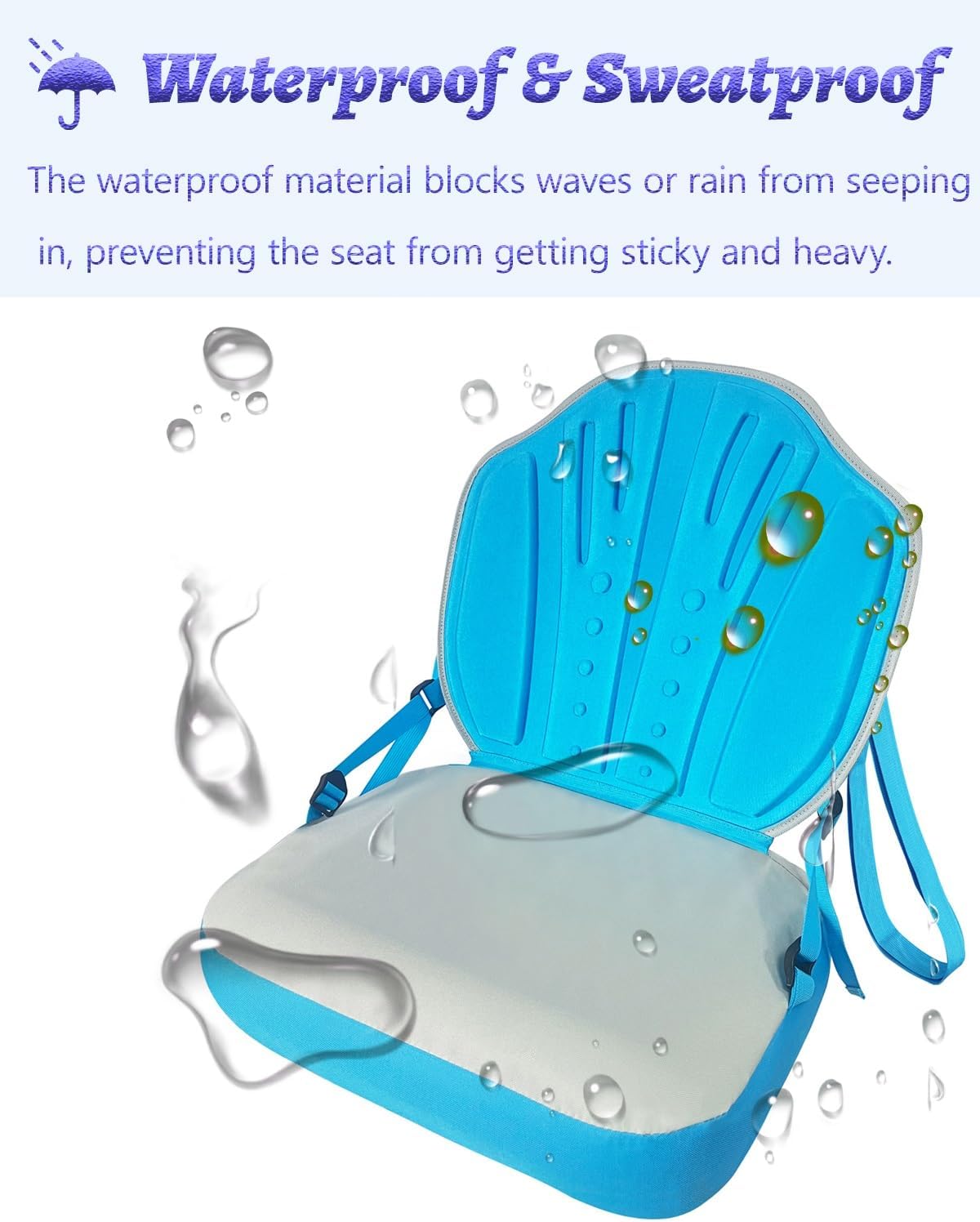 Inflatable Paddle Board Seat with Back Support, Universal Kayak Seats Cushion Detachable Straps, Sit-on-top Kayaks Chair, Canoe Fishing Bote Seats(Blue)