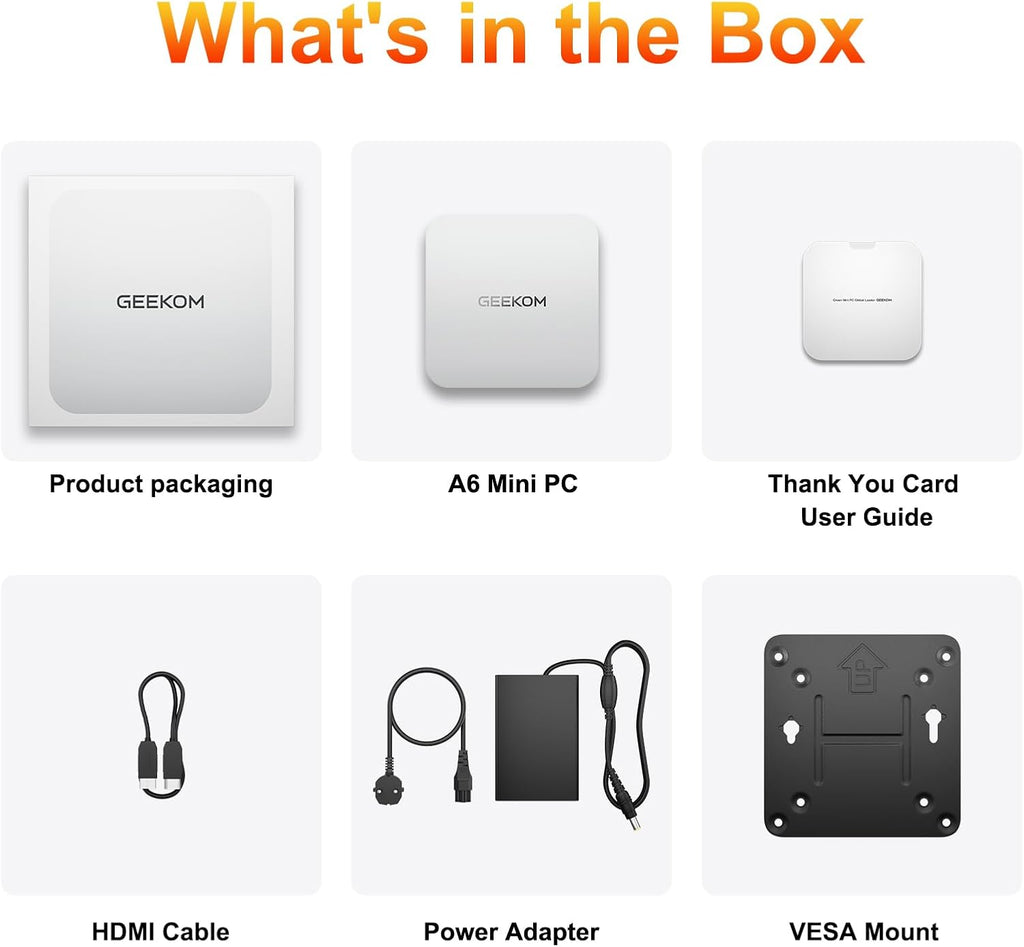 GEEKOM A6 Mini PC with AMD Ryzen 7 6800H, 16GB DDR5 RAM (Upgradable, Not LPDDR), 1TB PCIe 4.0 NVMe SSD, Compact Aluminium Design Windows 11 Pro Desktop Computer with USB4/8K/Wi-Fi 6E/BT 5.2/SD Slot