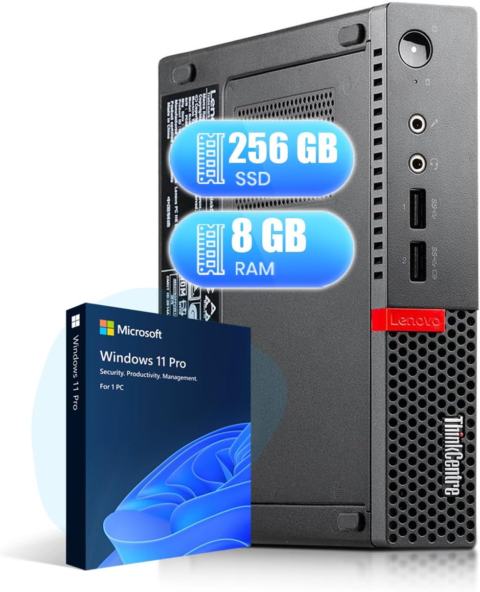 Lenovo ThinkCentre M910q Tiny Desktop Computer Windows 11 Pro - Intel Core i5-6500T 2.5GHz, 8GB RAM, 256GB SSD, USB 3.0, DisplayPort, WiFi, BT Mini PC Win 11 (Renewed)